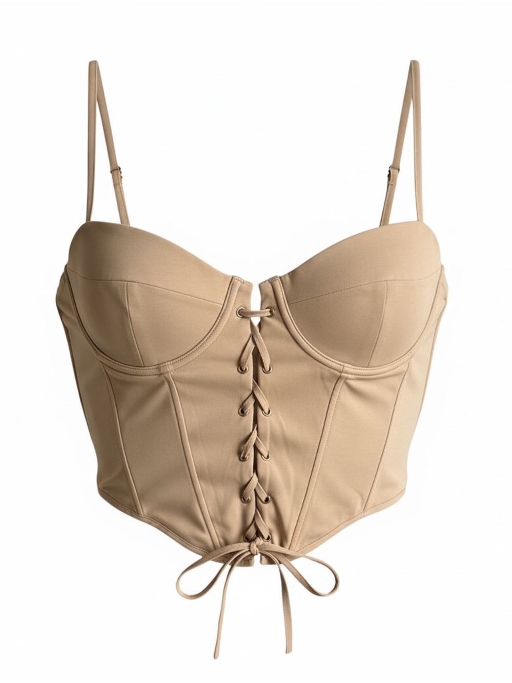 Meshki Tan Lace-Up Corset Top